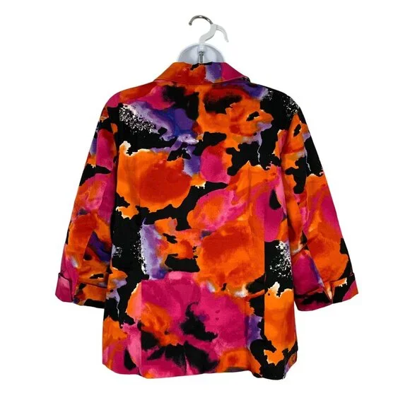 Laura Ashley Petite Womens Top 3/4 Sleeve Blazer Jacket Full Zip Pockets Size LP - Picture 5 of 12